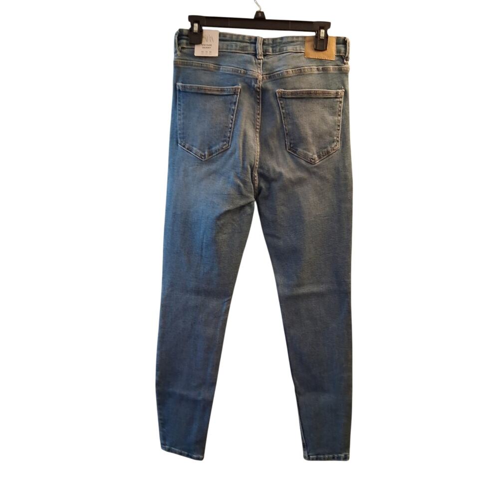 Zara Vintage Mid Blue High-Rise Slim Straight Jeans Size 10 - Picture 4 of 8
